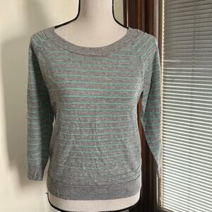 Madewell | Gray and Green Striped Top Size S